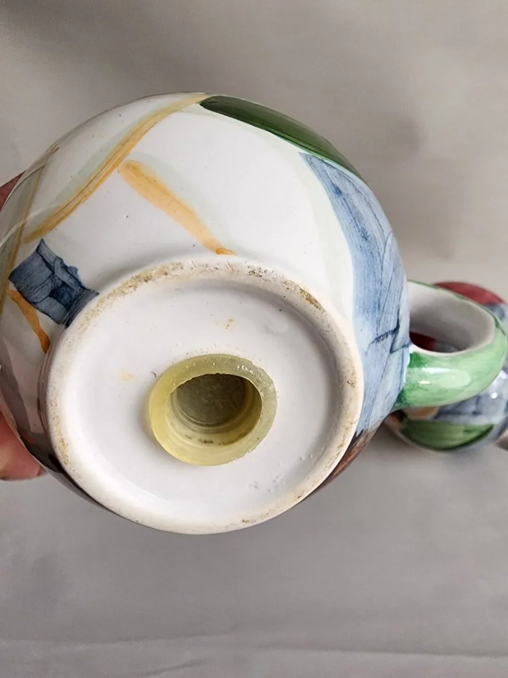 Hand Painted Floral Ceramic Salt & Pepper Shakers with Handles Set of 2